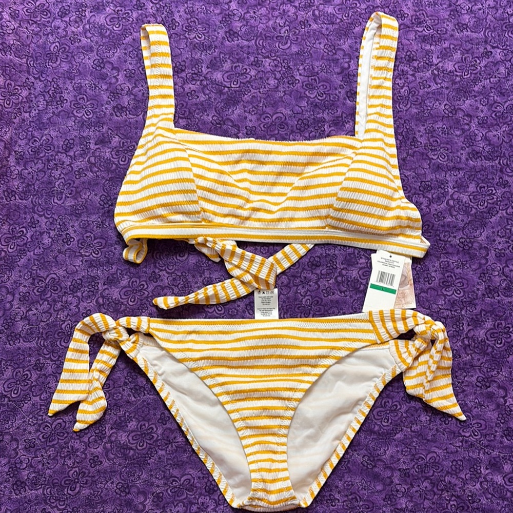 Jessica Simpson Yellow and White Striped Bikini